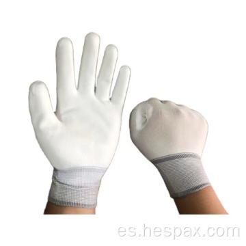 Guantes de PU anti estáticos de nylon negro de nylon hespax